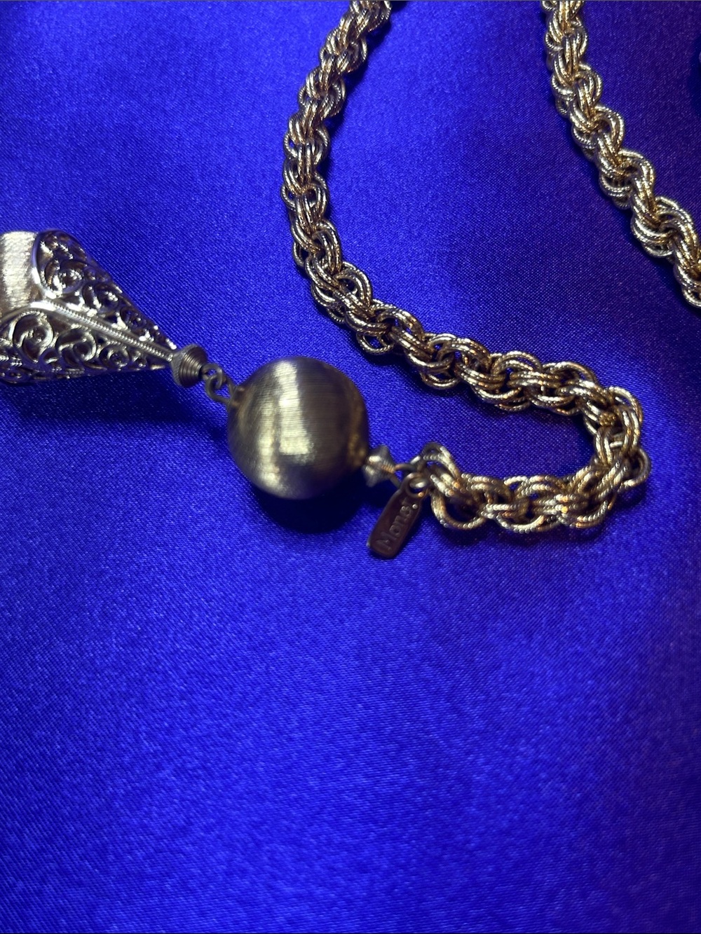 Monet Bolero Lariat Gold-Tone Filigree Drop Pendant Necklace and Bracelet Set - Picture 5 of 8